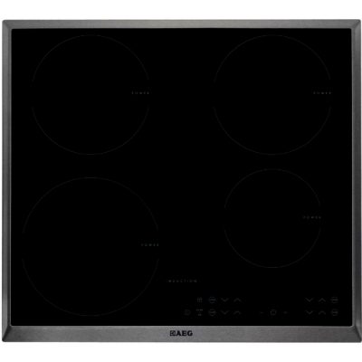 AEG HK634200XB 60cm Electric Induction Hob in Black Glass with Stainless Steel Trim AEG HK634200XB 60cm Electric Induction Hob in Black Glass with Stainless Steel Trim